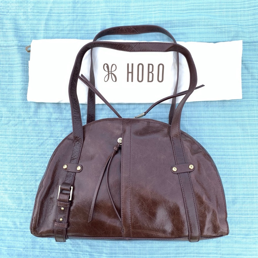 HOBO Beckon Espresso Brown with Floral Interior Semicircle Shoulder Bag